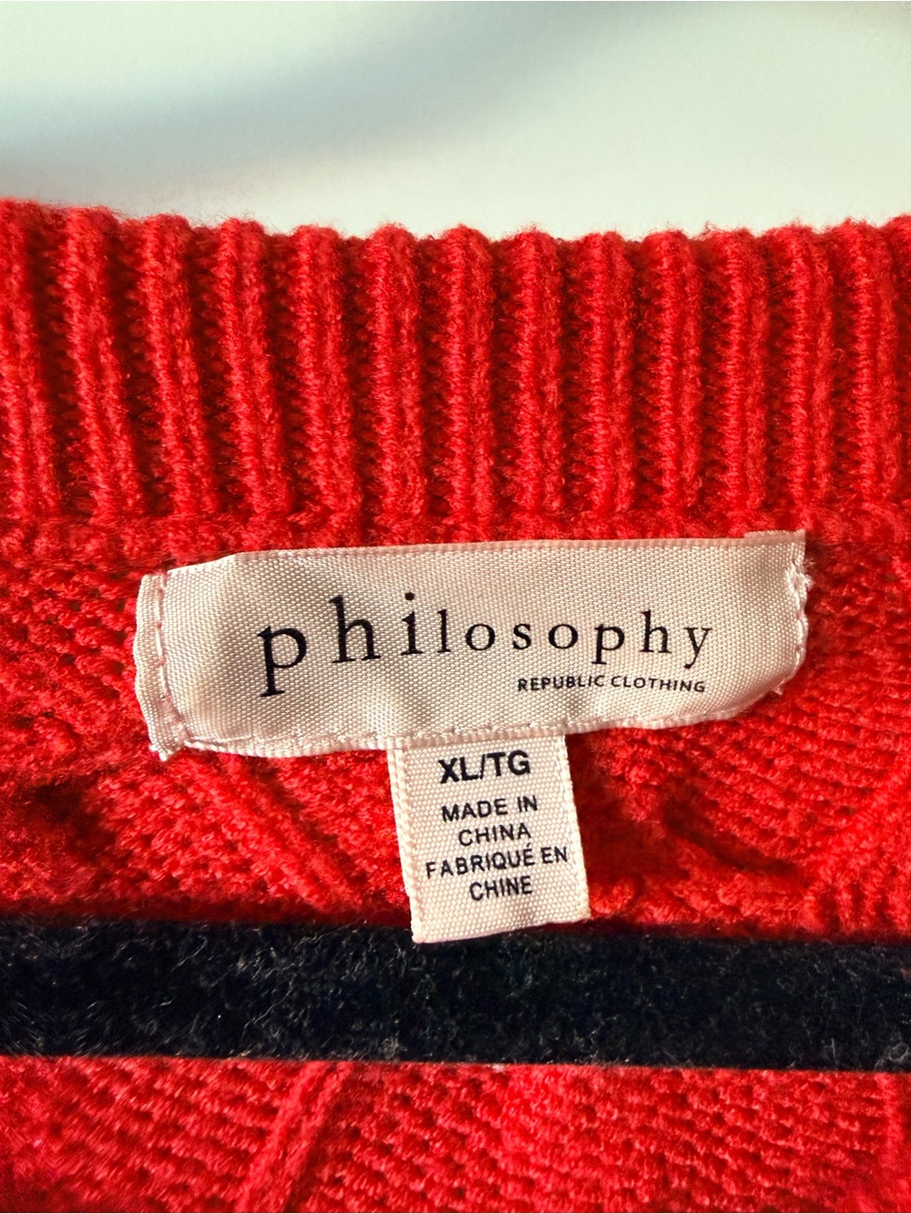 Philosophy Red Cable-Knit Crewneck Sweater Size XL - Picture 2 of 5